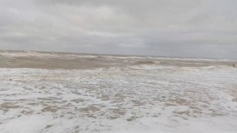 Східний вітер нагнав на берег Азовського моря в Кирилівці піну